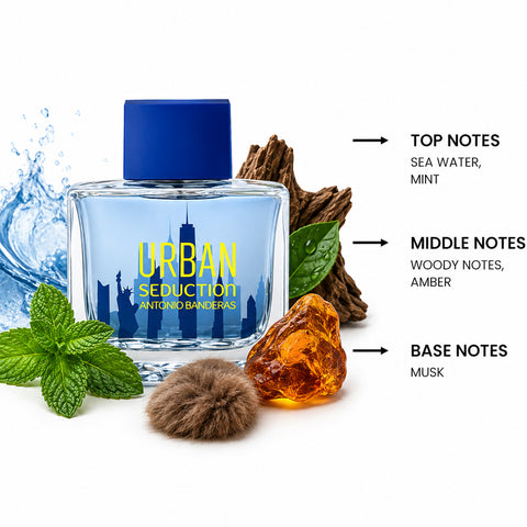Urban Seduction Blue For Men By Antonio Banderas Eau de Toilette Spray 3.4 oz