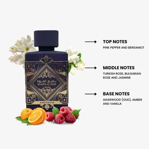 Bade'e Al Oud Amethyst by Lattafa Eau De Parfum Spray 3.4 oz