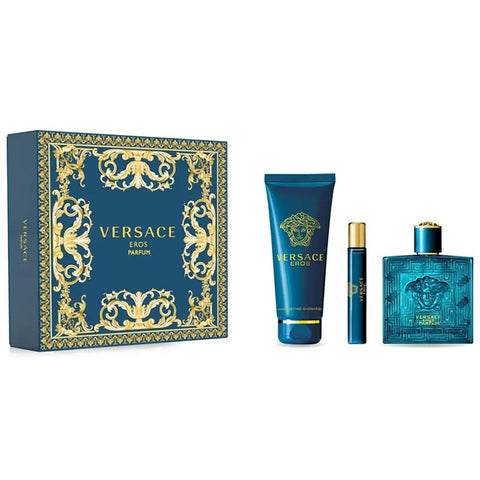 Eros For Men By Versace Parfum Spray 3.4 oz Gift Set 3 PCs