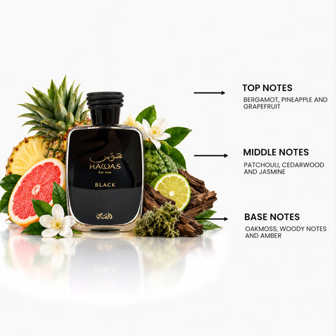 Hawas Black For Men By Rasasi Eau De Parfum Spray 3.3 oz