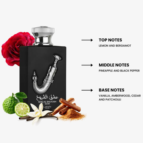 Ishq Al Shuyukh Silver by Lattafa Eau De Parfum Spray 3.4 oz