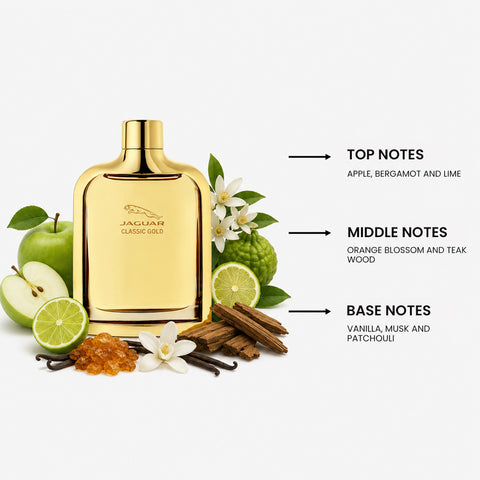 Jaguar Classic Gold For Men Eau de Toilette Spray 3.4 oz