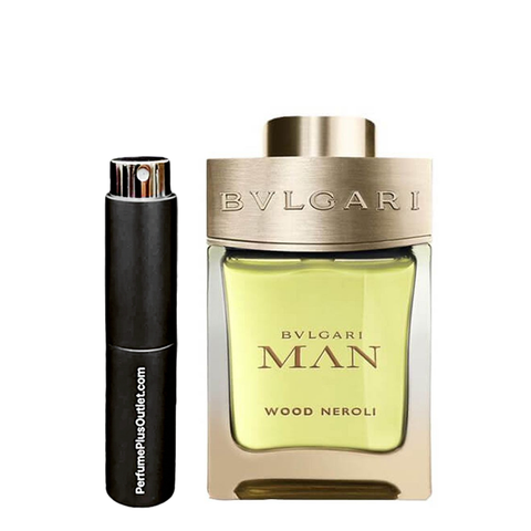 Travel Spray Black 0.27 oz filled with Wood Neroli Eau de Parfum for Men By Bvlgari